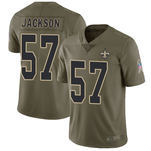 Men New Orleans Saints Limited Olive Rickey Jackson Jersey NFL Football #57 2017 Salute to Service Jersey->new orleans saints->NFL Jersey